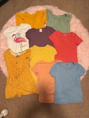 Girls' Mixed Color Short Sleeve Tops & Romper - Assorted Summer Set